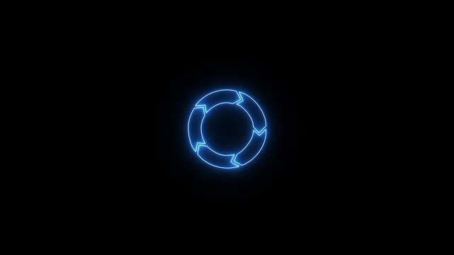 Colorful circle NEON arrow chart . Rotate arrow and spinning loading arrows, repeat circle. Business strategy workflow process infographic elements, circular statistics diagrams. on transparent
