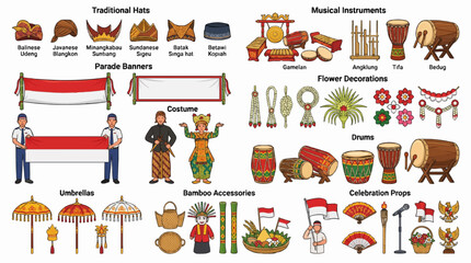 Fototapeta premium Indonesian Culture Elements Set
