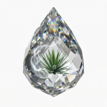Crystal teardrop showcasing a vibrant green agave plant inside