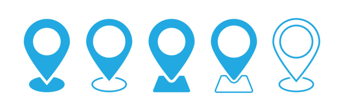 location vector icon set. point illustration sign collection. position symbol. place logo. Set color maping pin location 