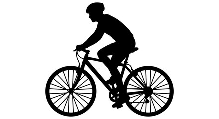 Obraz premium Cyclist on bicycle silhouette against a white background