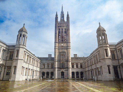 Courtyard of the historical Marischal College, one of the two universities in Aberdeen between 1593 and 1860, North East Scotland