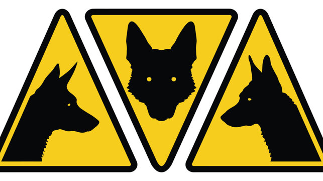 Dog vector sign alert of canine territorial behavior