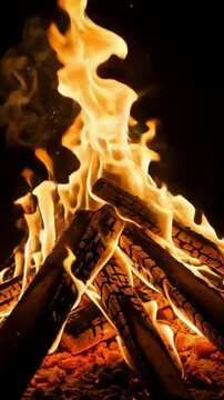 fire in fireplace