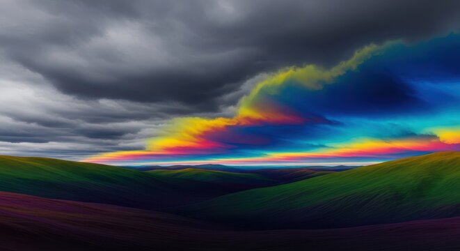 Dense grey clouds fill the expansive sky on a stormy afternoon, creating a heavy atmosphere over the rolling hills and deep valley below, grey, cloudy, environment