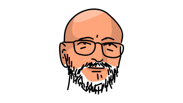 Bald man with glasses, color vector illustration