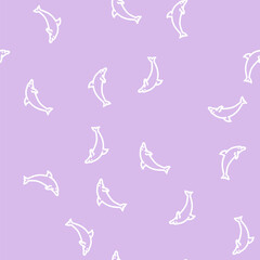 Fototapeta premium dolphin water mammal animal line seamless pattern dolphin water mammal animal thin line illustration