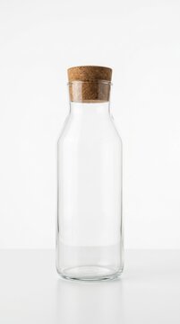 Empty glass carafe with a cork stopper