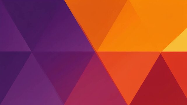 A geometric composition with overlapping triangles in shades of purple, red, and orange