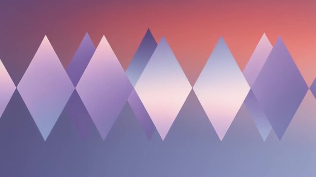 Abstract composition of geometric diamond shapes in a gradient of purple, violet, and peach