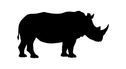 Rhino Silhouette Against A White Background African Wildlife Illustration © MstSuraiya