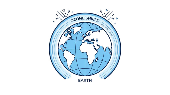 Earth ozone shield illustration showing protective atmosphere layer