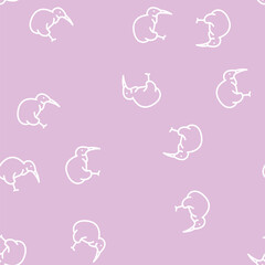 Obraz premium toucan bird line seamless pattern toucan bird thin line illustration