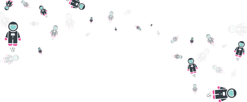 Colorful graphic of astronauts floating in space with rocket packs.