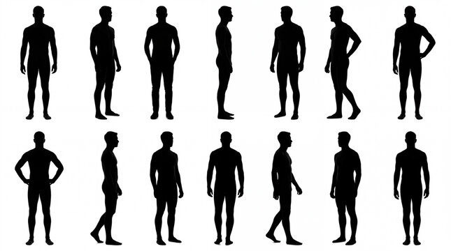 Male Human Silhouettes Poses.