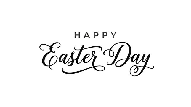 Easter, Happy Easter Day, Calligraphy Text, Black Lettering, Greeting