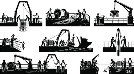 Vintage whaling ship crew working at sea © MD. SOHAN MIA