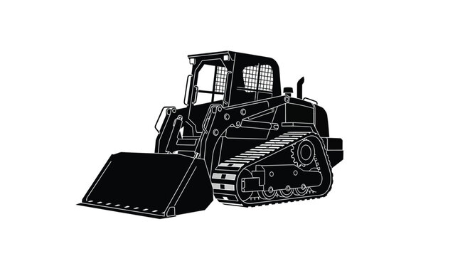 Skid steer loader silhouette against a white background