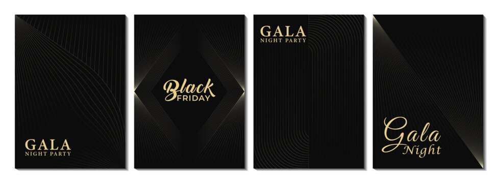 Premium black and gold holiday party invitation design for exclusive evening gala day