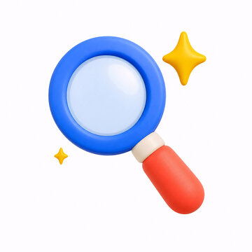 3D Magnifying Glass Icon for Online Search and Information Discovery