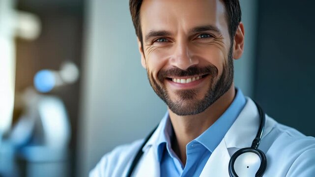 A man in medical attire, ready for work.