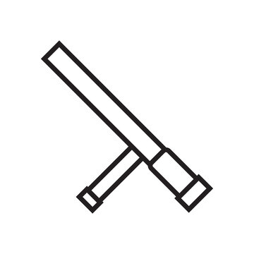 Police tonfa baton line icon, self defense weapon