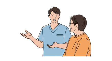 Fototapeta premium Healthcare professional communicating with elderly patient, medical consultation indoors