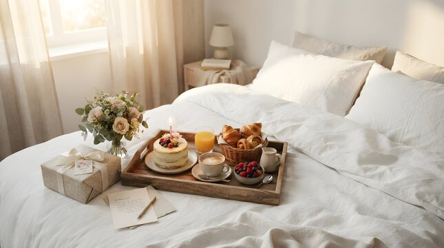 Birthday breakfast in bed
