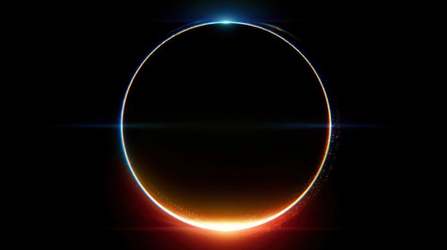Glowing ring pulses with fiery orange and cool blue light