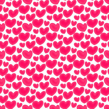 Cute cartoon 3D hearts seamless pattern featuring adorable romantic heart illustrations in a repeating design. Perfect for Valentine&rsquo;s Day decorations, fabric printing and textile design
