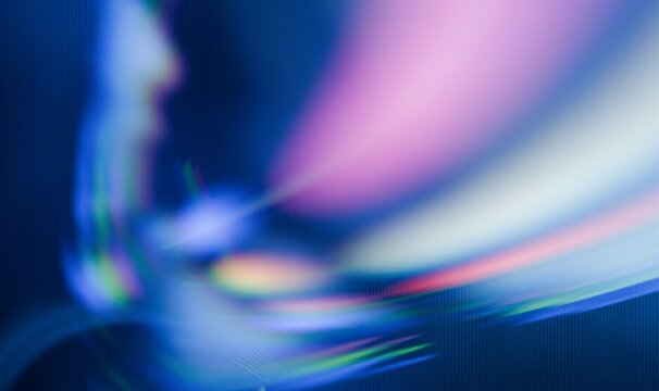 Abstract neon blue and purple digital background with scanline texture