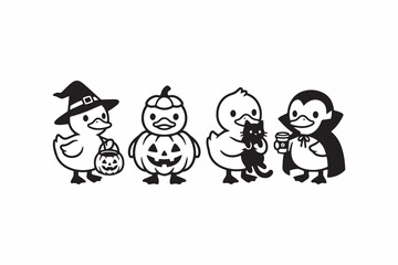 Naklejka premium Halloween Ducks Costume Vector