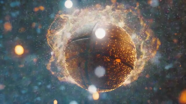 A fiery orb of light illuminates the cosmos with a vibrant glow and sparks of energy.
