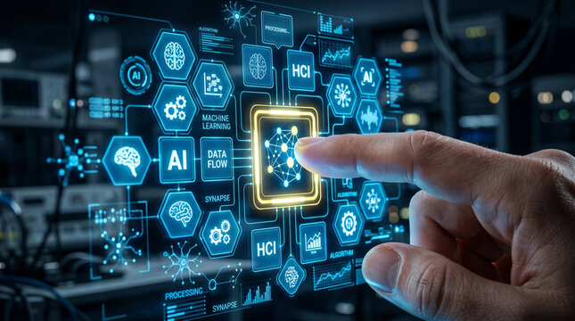Artificial intelligence machine learning technology interface interaction with digital neural network data flow processing system for advanced computing with human computer interaction