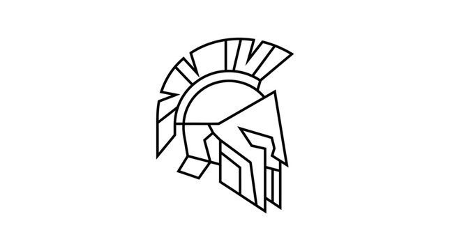 Geometric spartan helmet minimalist line art icon