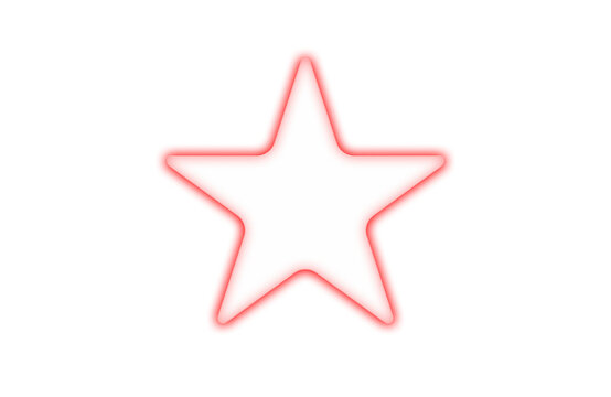 Futuristic red glowing glass star outline with transparent center and soft neon illumination, isolated on a black background. Minimal modern glassmorphism design element suitable for UI, UX, interface