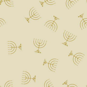 menorah jewish glyph vector seamless pattern. menorah jewish thin illustration