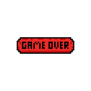 Red pixelated game over text on white background vector
