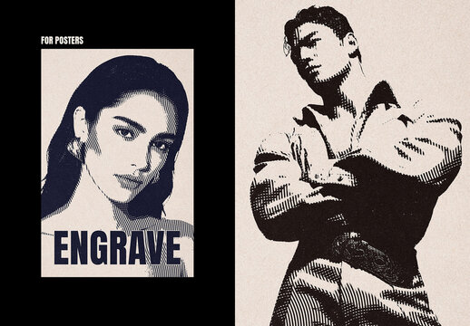 Vertical Vintage Engraving Photo Effect For Poster And Print Design