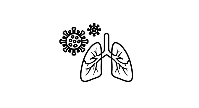 Coronavirus Infection Affecting Lungs: Icon of Lungs and Virus Particles