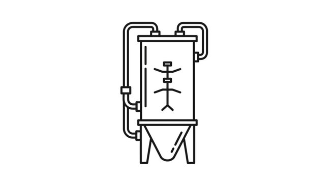 Industrial fermentation tank with internal agitator, line art icon