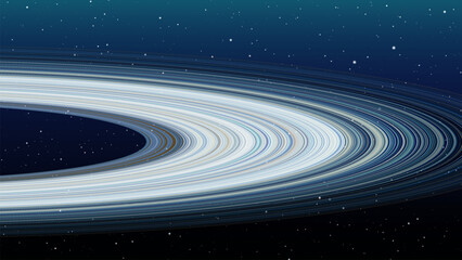 Space background with planetary rings and glowing stars in deep universe © King Designz