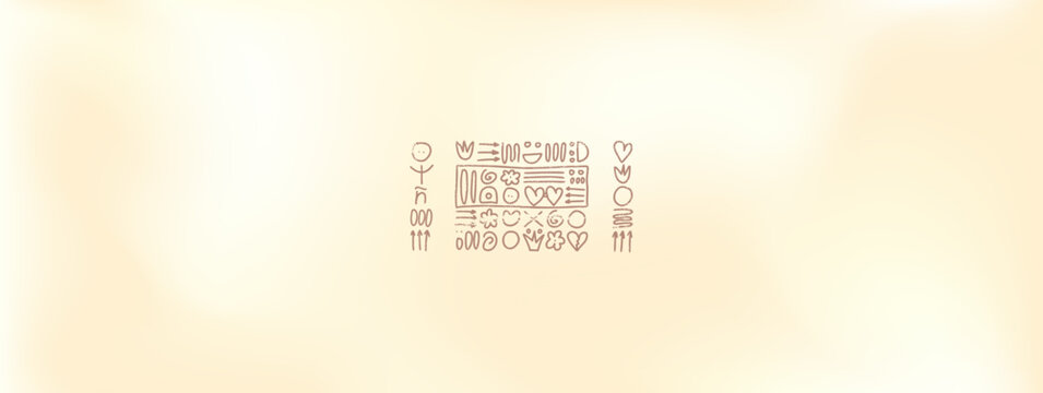 Plain cream vanilla background in white and gold for backdrop template. A light color bg with plain doodles as a soft vector. Handmade trinket marks and naive scribbles add a calm boho touch