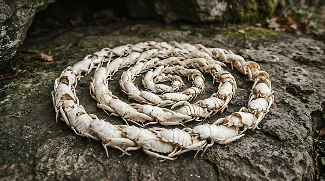 Unique spiral design using white crayfish shells on a textured rock scene-5d8f31e7-e739-42c9-9360-3e122cba68d2_202607150058