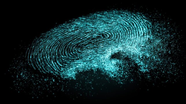 Digital fingerprint disintegrating into particles
