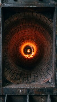 Cement Kiln Interior Rotary Kiln Flame Zone Clinker Production Industrial Thermal 
