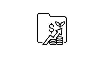 Fototapeta premium Minimalist line art icon representing financial growth and investment portfolio management.