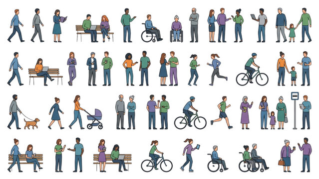 Diverse people scale figures for AutoCAD buildings architecture vector collection design