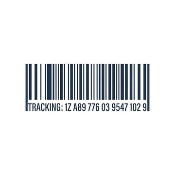 Barcode with tracking number on white background.
