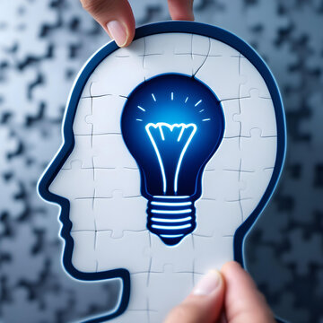 A close-up shot shows a jigsaw puzzle forming the outline of a human head